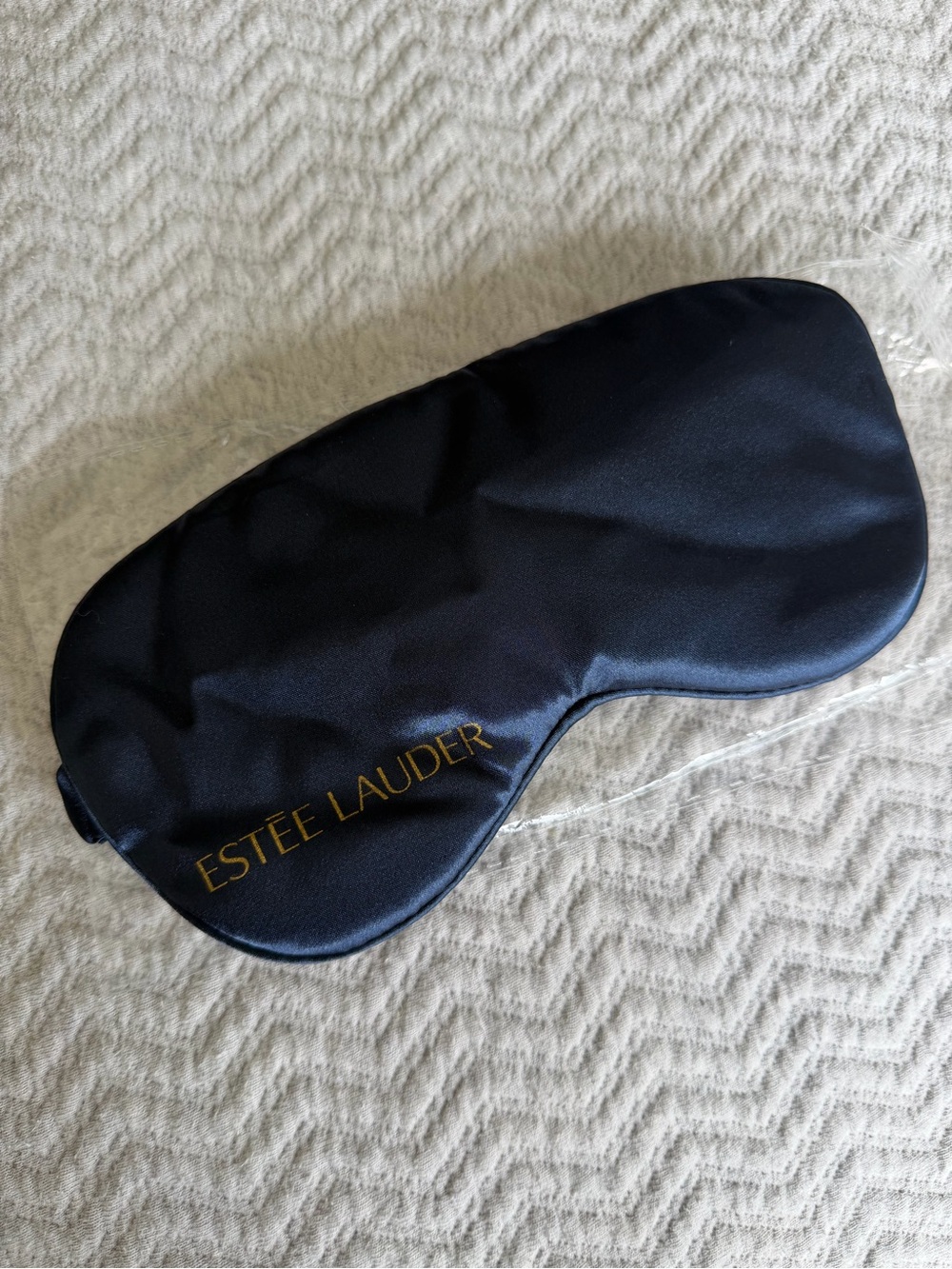 Estee Lauder Navy Blue Satin Sleep Eye Mask Adjustable Travel Eye Cover